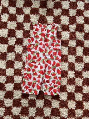 Vintage Watermelon Print Overalls